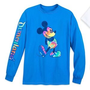Disneyland Mickey Tie Dye Blue Long Sleeve T-shirt Adult Unisex Medium